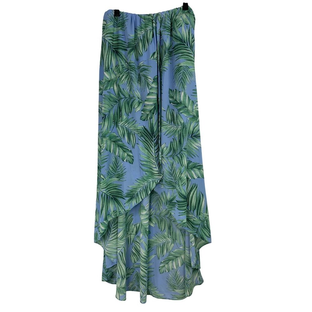 Tropical Hi-Low Maxi Swim Beach Dress Strapless Cover Vici L RW10333 EUC